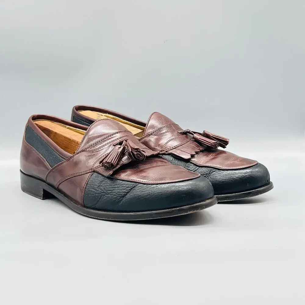 Johnston & Murphy Shoes Mens 10.5 Brown Leather Tassel Loafers Slip On Dress